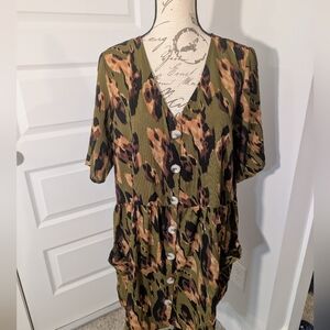 Belongsi Camouflage Print Dress Or Tunic Top Size S